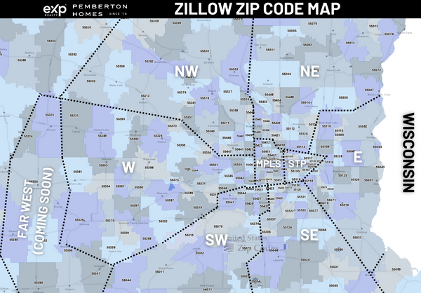 Pemberton Zillow zip code coverage map